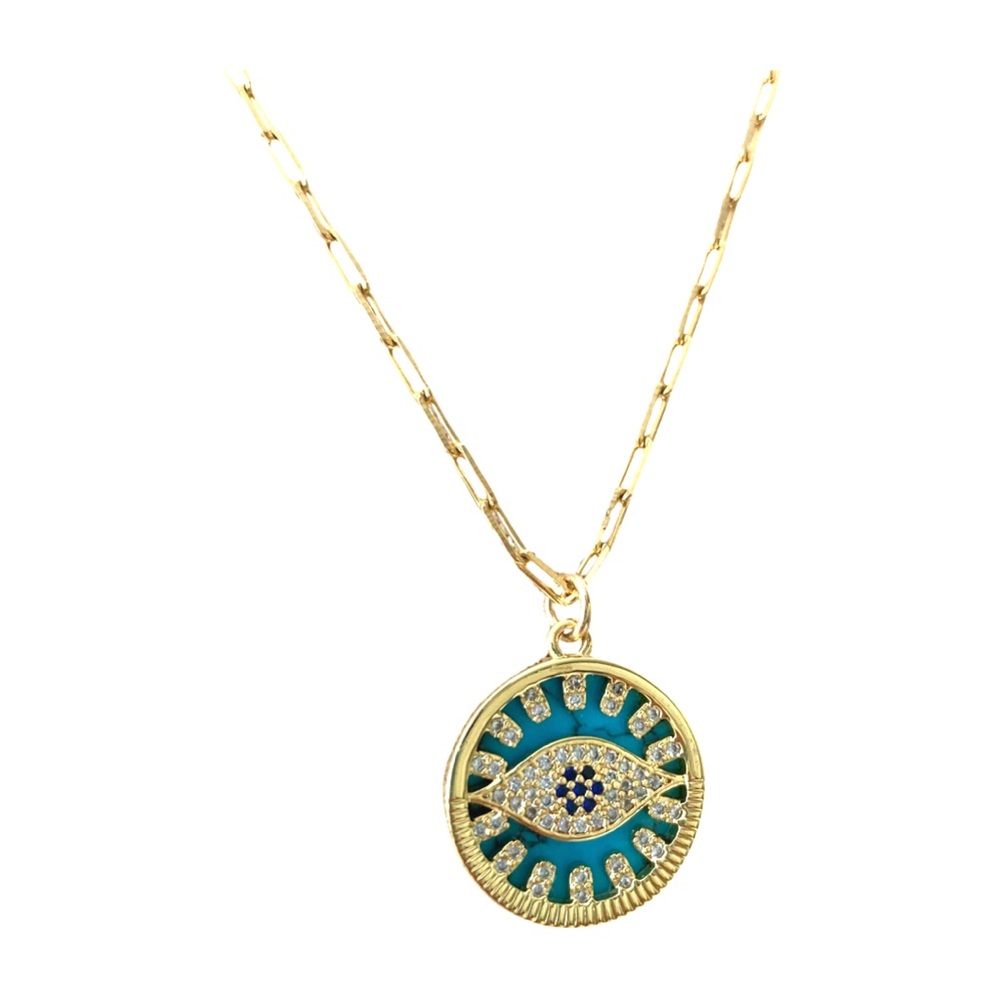 Gold Necklace with Intricate Pendant Design